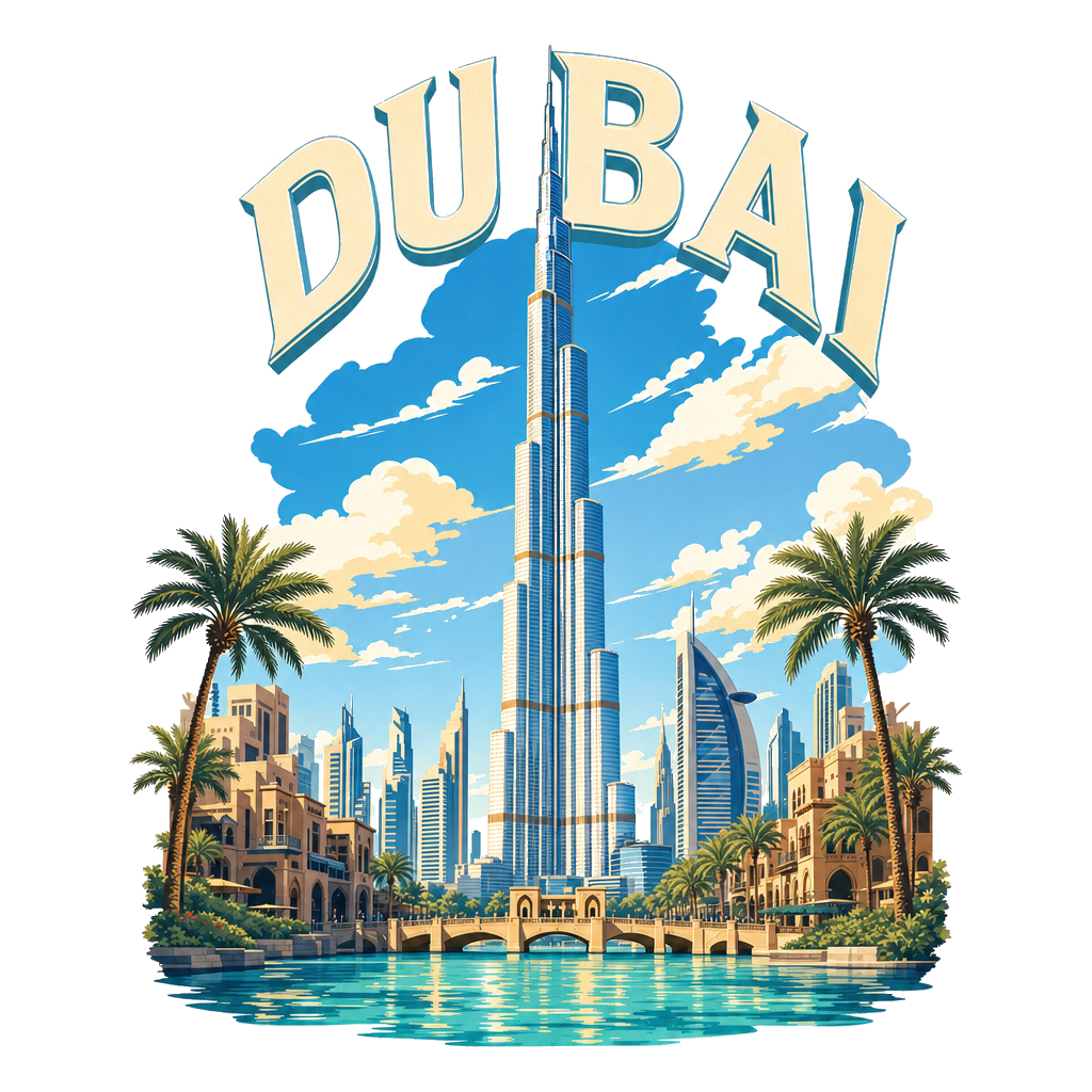 T-shirt Dubai Burj Khalifa - Collection Grandes Villes du Monde