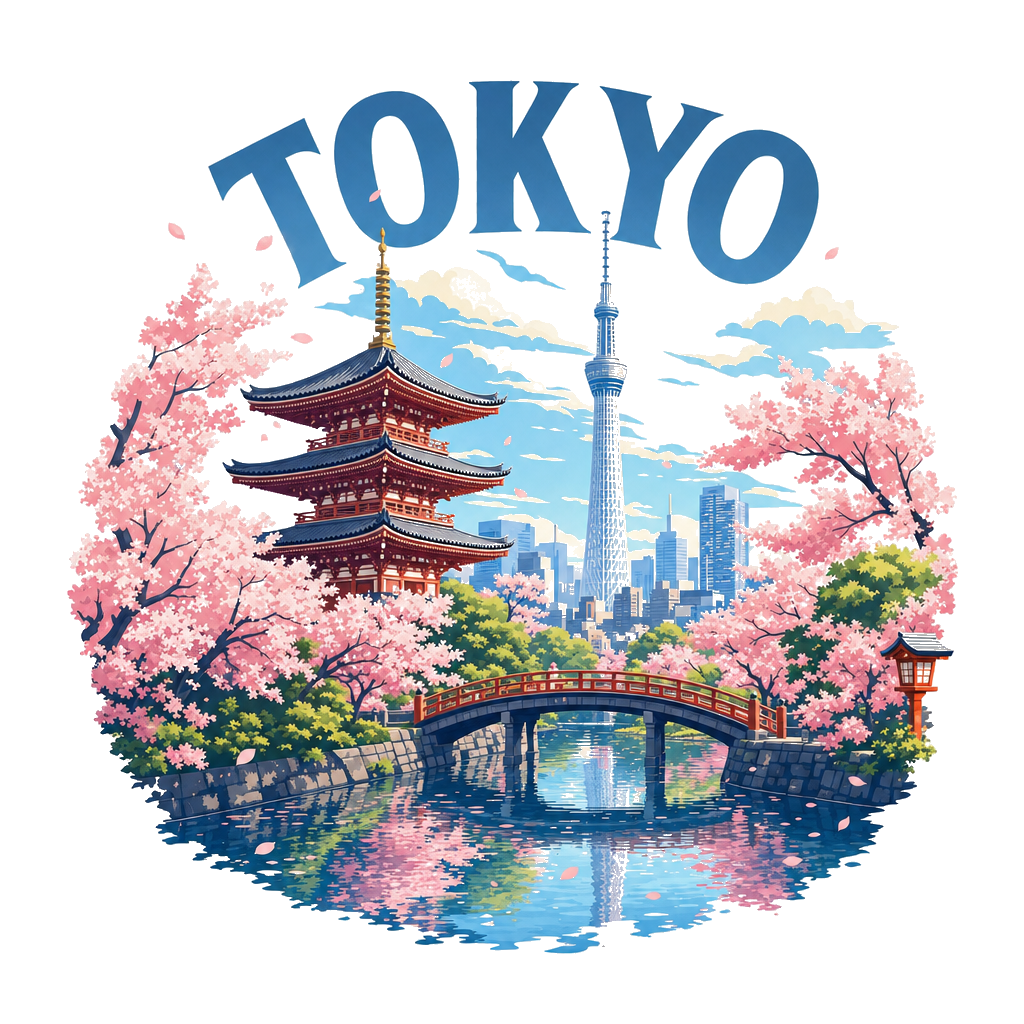 T-shirt Tokyo Cherry Blossoms - Collection Grandes Villes du Monde 🌸