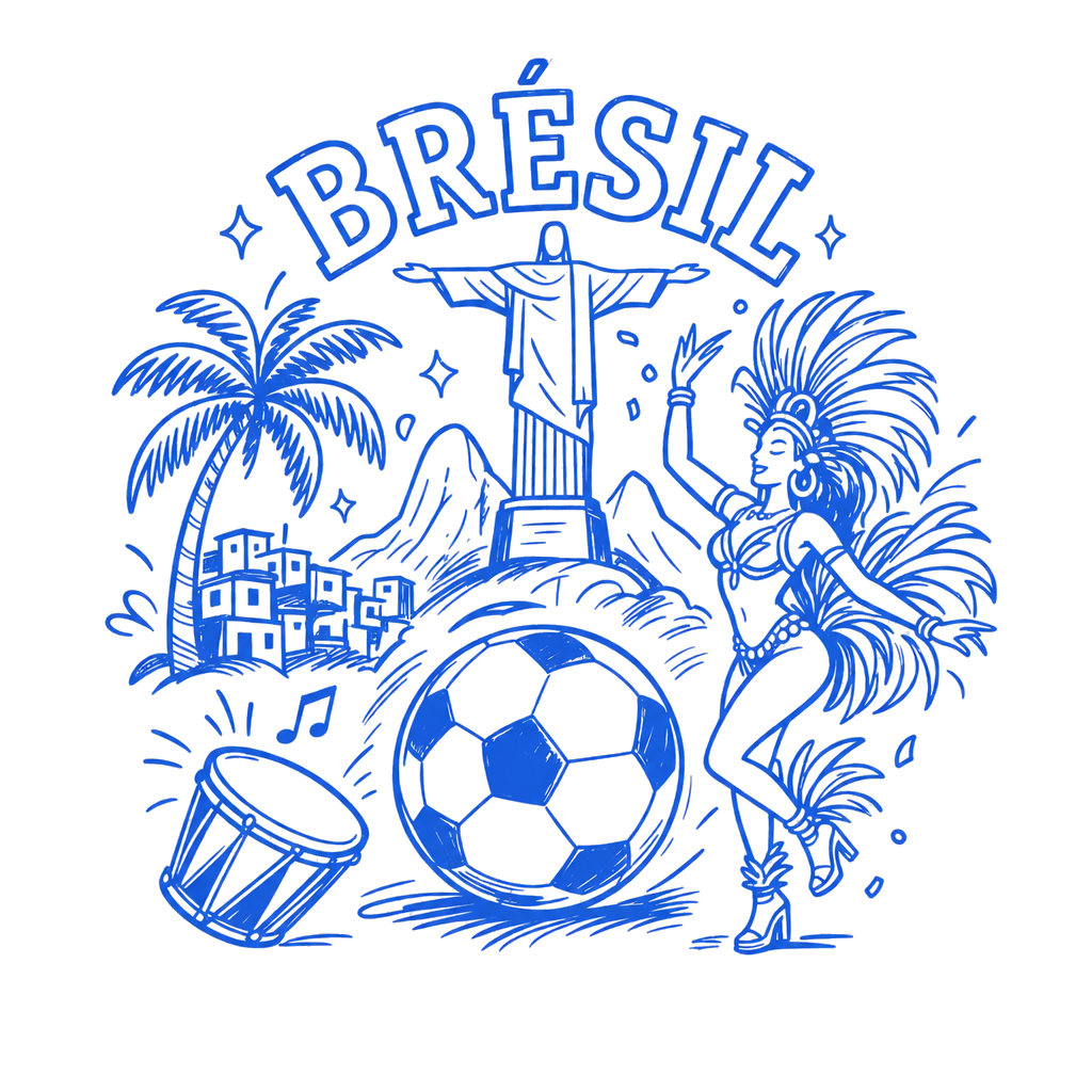 T-shirt Brésil - Samba et Football - Collection Coupe du Monde 2026