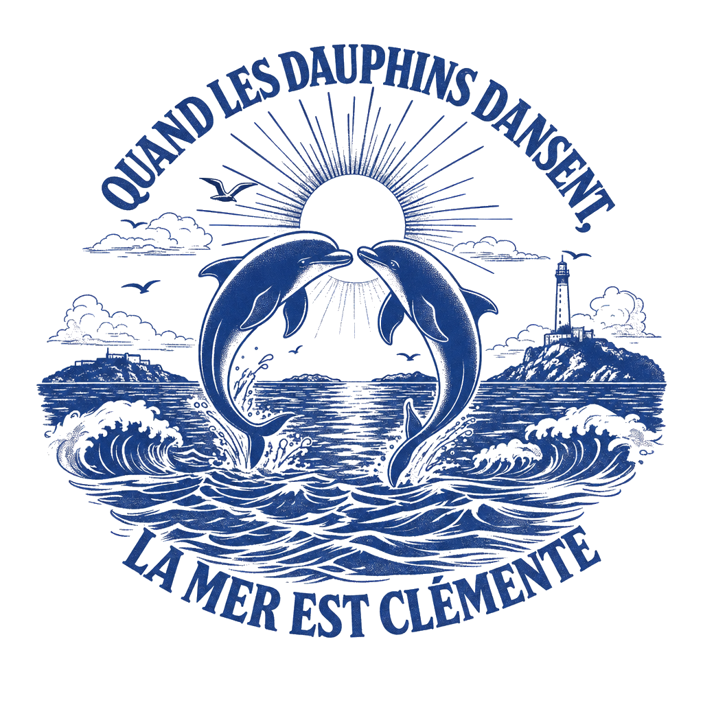 Quand les dauphins dansent, la mer est clémente - T-shirt Expression de Marins